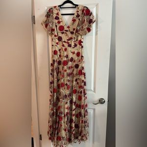 Nude and flowery formal dress